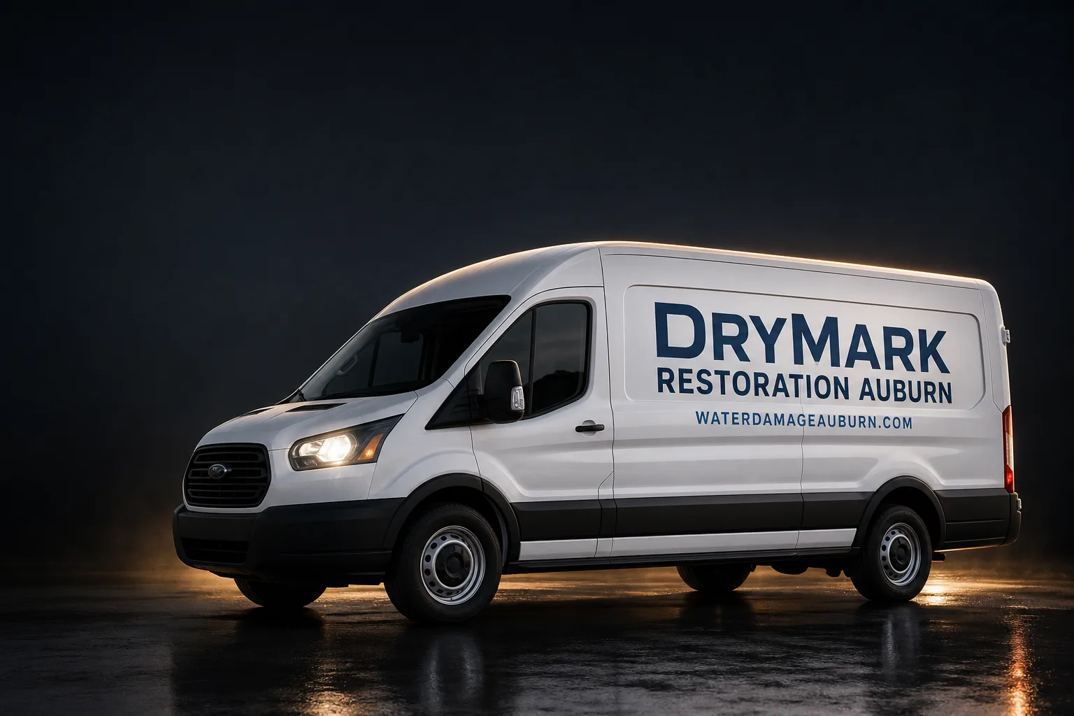 DryMark Restoration Auburn damage restoration service vehicle and crew in Auburn, WA